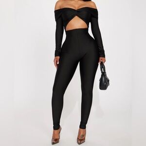 Fashion Nova “Take Me Dancing” Jumpsuit – Black, Size S